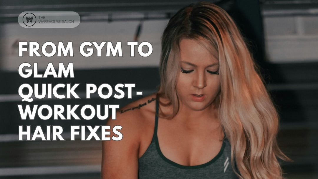 Woman refreshing her post-gym hair with dry shampoo and styling tricks for a quick glam look.