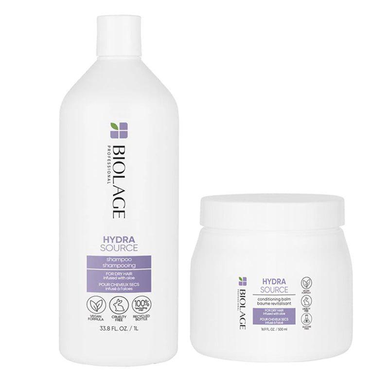 Matrix Biolage Hydrasource Shampoo Liter & 16oz Balm Conditioner Duo