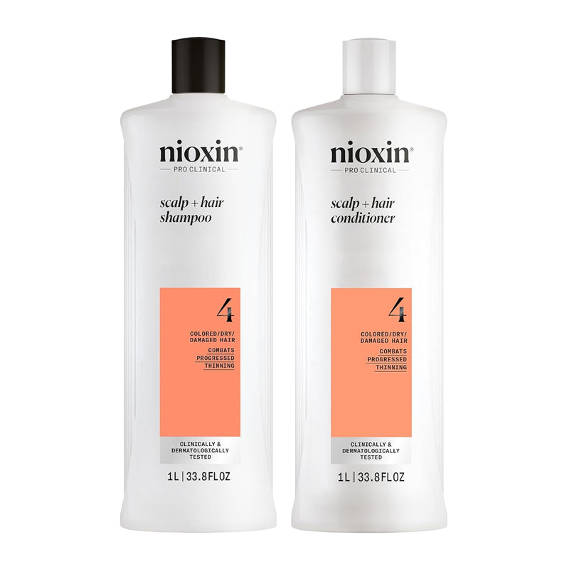 Nioxin System 4 Cleanser & Scalp Therapy for Fine Treated Hair Duo Set, 33.8 oz