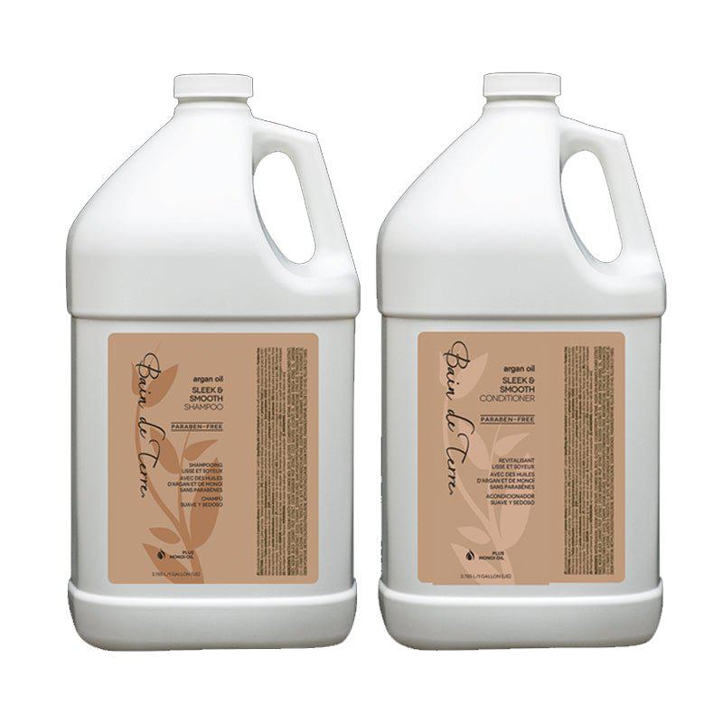 Bain De Terre Argan Oil Sleek & Smooth Shampoo and Conditioner Gallon Duo-The Warehouse Salon