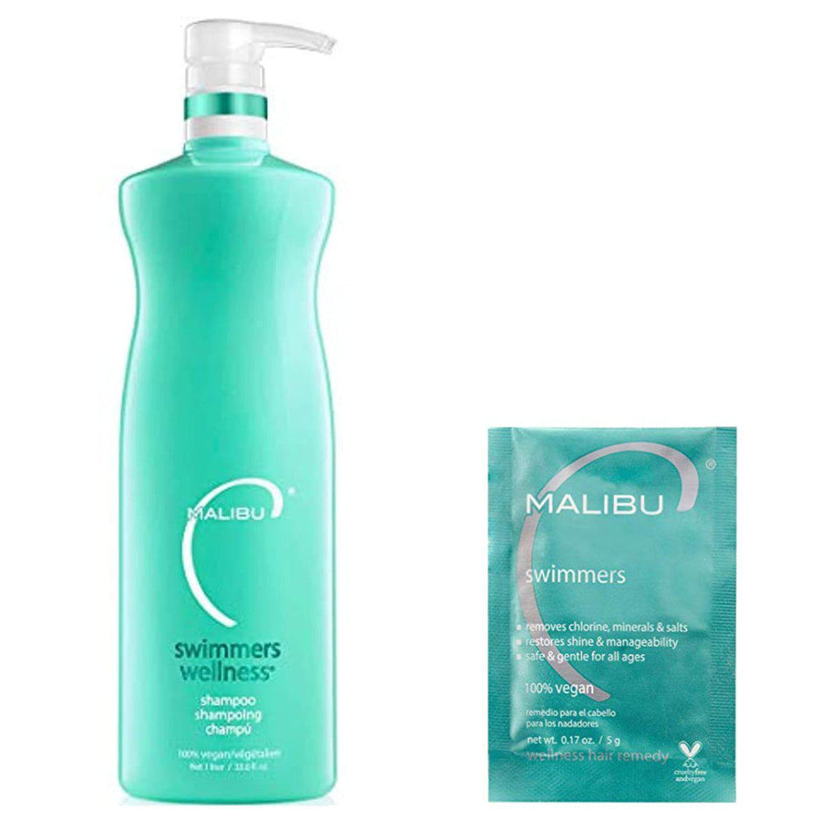 Malibu C Swimmers Shampoo 33.8oz and Crystal Gel Treatment 5g-The Warehouse Salon