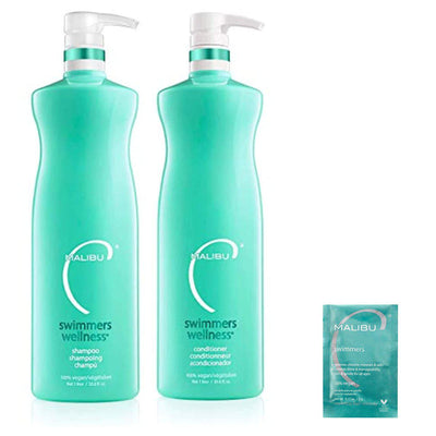 Malibu C Swimmers Shampoo and Conditioner Liter Duo, Crystal Gel Treatment 5g-The Warehouse Salon