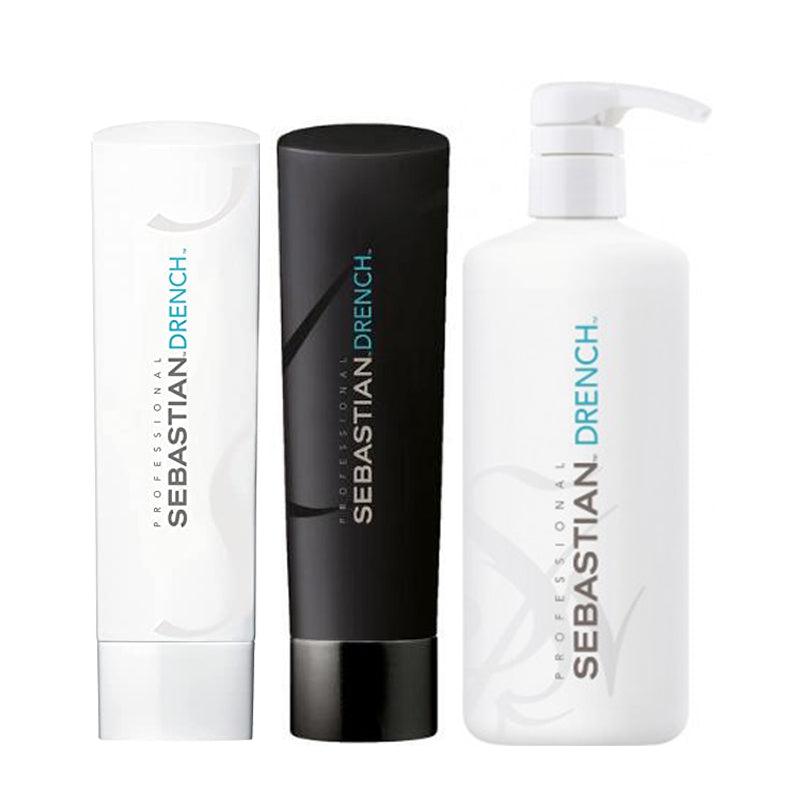 Sebastian Drench Moisturizing Shampoo & Conditioner 250 Ml + Treatment 500 Ml-The Warehouse Salon